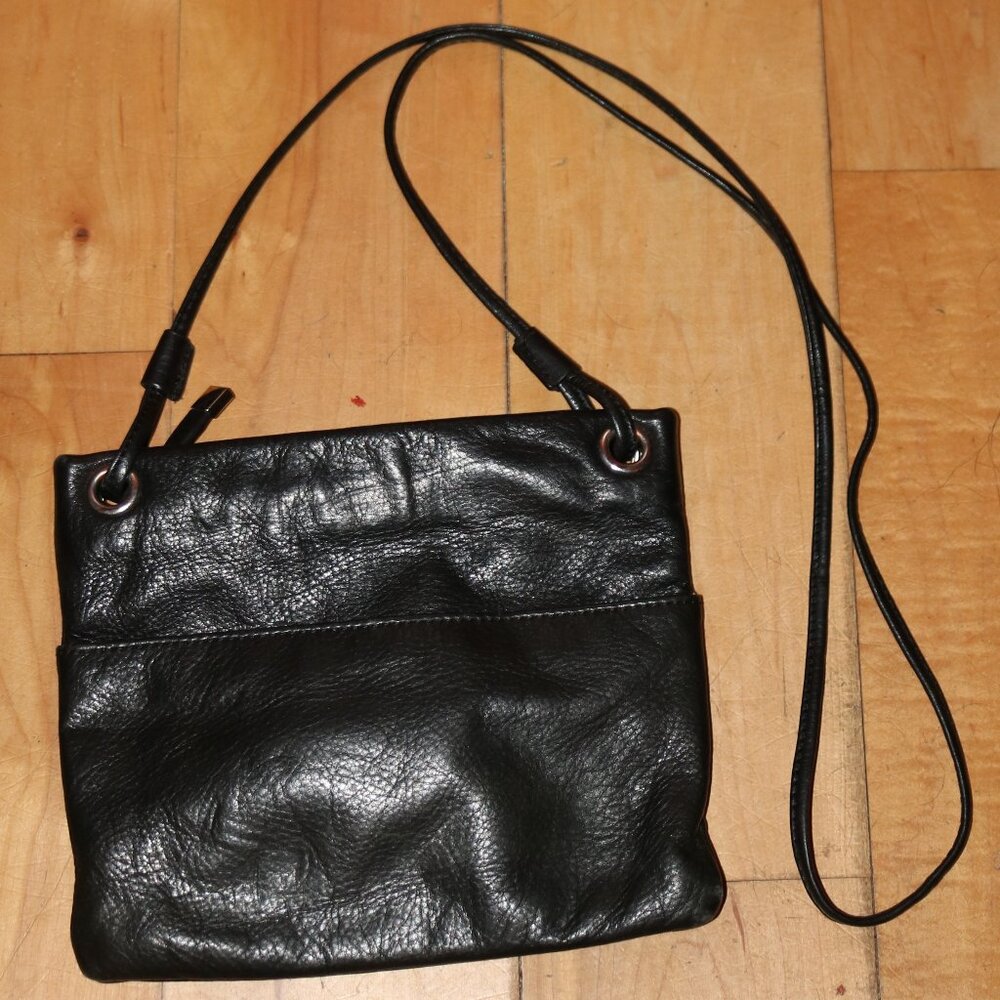 Margot New York Kari Anthropologie Black Tumbled Leather Crossbody Bag
